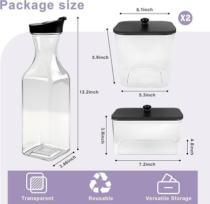 POLRAI Laundry Pod Containers and Dryer Sheet Holder and Laundry Detergent Dispenser Clear Laundry Room Organization and Storage with Wooden Lids Labels and spoon （2+1+1 Pack）