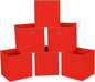 Foldable Storage Cubes Bins ,11 Inch Cloth Storage Cube Fabric Storage Box Cubes Organizer Baskets with Handles for Home Organizer Set of 6 (Red)