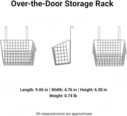 Over-the-Door Storage Rack, Carbon Steel Cabinet Organizer for Kitchen & Bathroom, Hanging Shelf for Pots Pans Towels, No Drilling Required (1 PC)