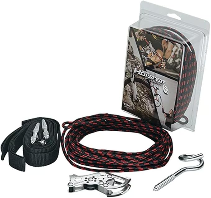HARKEN Hoister - Overhead Garage Storage 1 Point Hoist System for Bikes, Ladders (45lb Capacity, 10ft Ceiling) Space-Saving Organization, Easy One-Person Operation, Safe Anti-Drop, Self-Leveling, 7800