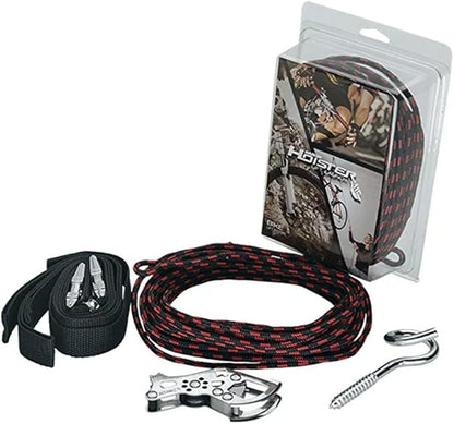 HARKEN Hoister - Overhead Garage Storage 1 Point Hoist System for Bikes, Ladders (45lb Capacity, 10ft Ceiling) Space-Saving Organization, Easy One-Person Operation, Safe Anti-Drop, Self-Leveling, 7800