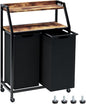 Timberer Laundry Hamper, Laundry Sorter 2 Section, Rolling Laundry Basket with Wheels, 2 Shelves, 2 × 14.5 Gal, Pull-Out and Removable Oxford Fabric Bags, for Laundry Room,Black and Rustic Brown