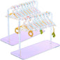 PH PandaHall 32 Holes Earring Hanger Stands Acrylic Earring Holder Rack with Mini Hangers Earring Display Earring Closet Ear Stud Organizer for Retail Personal Exhibition, Iridescent Clear Blue Mixed