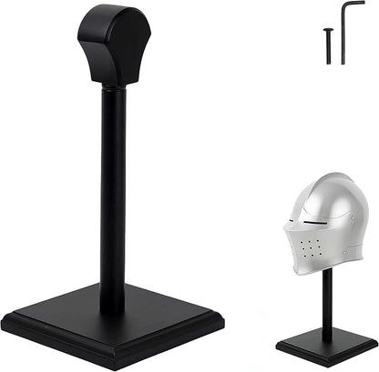 Mythrojan Wooden Helmet Stand Solid Medieval Roman Viking Helmet Display Stand Mask Display Templar Spartan Cosplay Larp Knight Stand Black
