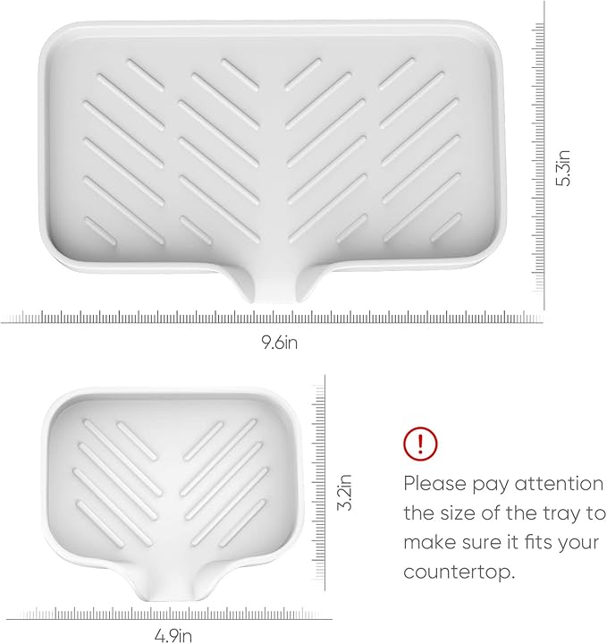 Kitchen Sink Tray,3 Pcs Silicone Sponge Holder for Kitchen Sink Organizer, Kitchen Soap Tray Self Draining Soap Dish for Bathroom