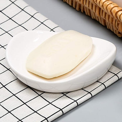 Ceramic Soap Dish Holder, for Bathroom,Tub and Kitchen Sink（White）