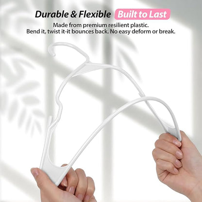 Plastic Hangers for Clothes - Durable & Versatile Color, Coat, Shirt & Pants Hangers - Space Saving Closet Storage Organizer Essentials with Non-Slip for Home, Dorm, Apartment (White, 50 Pack)