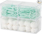 2 Pack Bathroom Container with Divider, Plastic Vanity Storage Canister Jars with Lid for Cotton Balls, Makeup Pads, Cosmetics Sponges, Floss Picks, Clear Desk Drawer Organizer Box