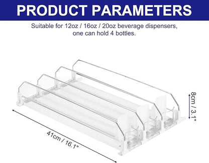 uxcell 3pcs Drink Organizer for Refrigerator, Self-Pushing Soda Can Organizer Width Adjustable Drink Dispenser Beverage Pusher for Fridge Pantry, White