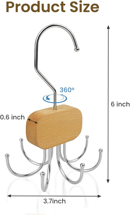 3 Pack Tank Top Hanger, Rotatable Bra Organzier for Closet, Bra Hanger for Closet Organizer, 360° Rotating & Foldable, Metal and Wood, Space-Saving Belt Hangers for Tank Tops, Belt, Tie (Wood)