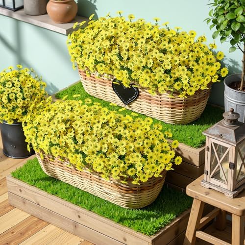 Alupssuc 40 Bundles Artificial Daisies Flowers Fake Silk Plant for Indoor Outdoor Decor, UV Resistant No Fade Faux Spring Flowers for Garden, Porch & Patio Decoration,Yellow - Image 5