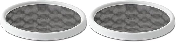 Copco Basics Non-Skid Pantry Cabinet Lazy Susan Turntable, 12-Inch, White/Gray, 1 Count (Pack of 2)