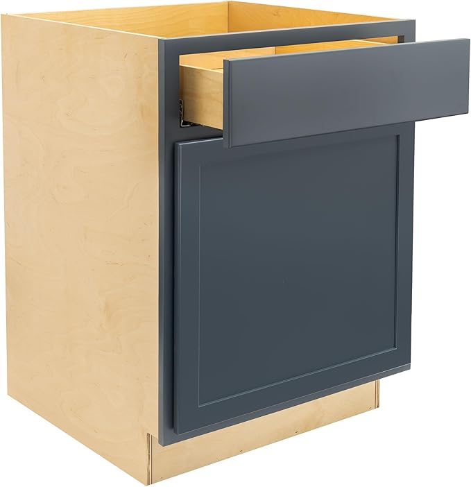 Quicklock RTA (Ready-to-Assemble) | Base Kitchen Cabinets - Shaker Style | Made in America (Needlepoint Navy, 24" Wx34.5 Hx24 D Base)