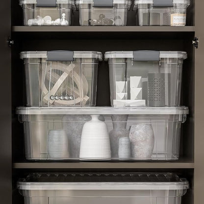 Superio Small Clear Storage Box with Lid, 6.6 Quart Plastic Container Bins for Organizing, Stackable Crates, BPA Free, Non Toxic, Odor Free, Organizers for Home, Office, School, and Dorm