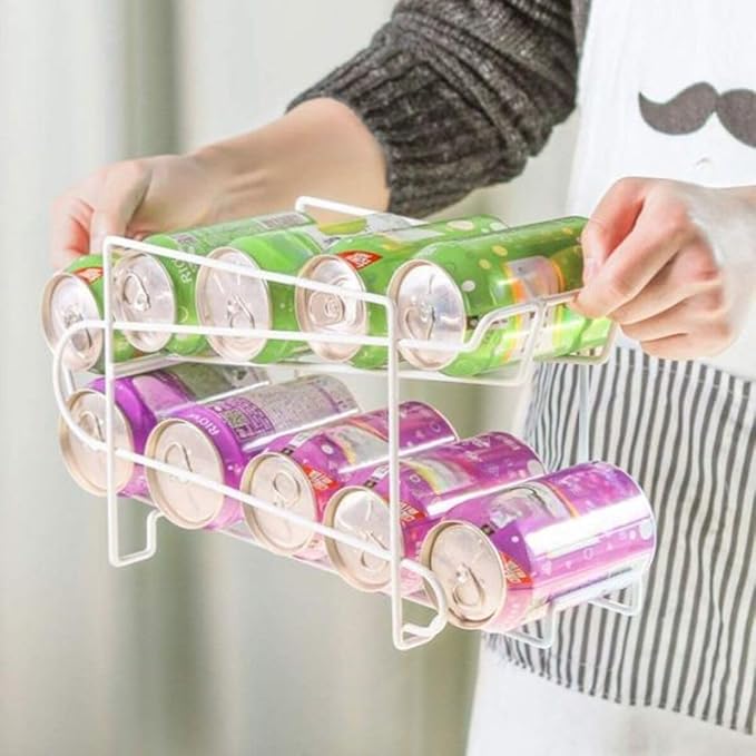 Beverage Can Dispenser, Soda Can Holder, Organizer for Refrigerator, Kitchen, Cabinet, Pantry, Fridge, Countertop, Freezer, 10-Can Capacity