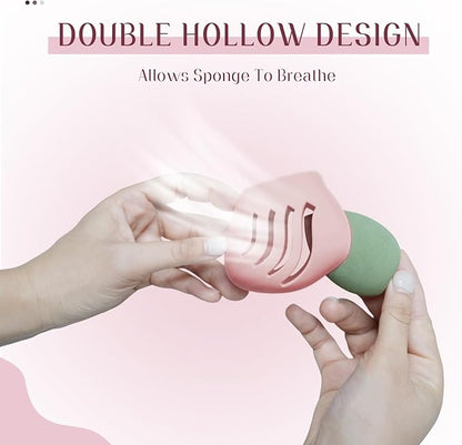 Silicone Makeup Sponge Holder,Double-Sided Breathable Makeup Sponge Case for Business, Travel or Daily,Fit All Sponges,Quick Drying,Easy to Carry (Pink)