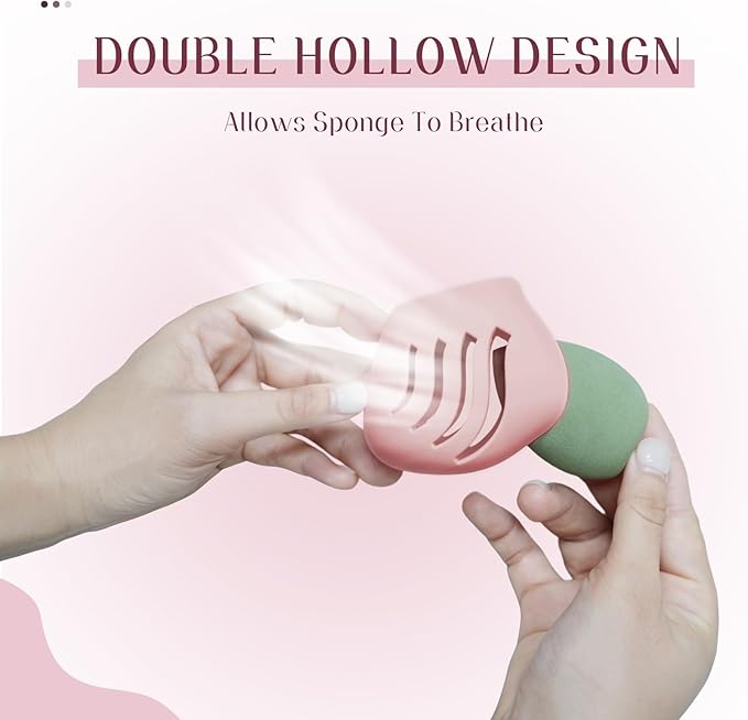 Silicone Makeup Sponge Holder travel case,Double-Sided Breathable Makeup Sponge Case for Business, Travel or Daily,Fit All Sponges,Quick Drying,Easy to Carry (Beige)