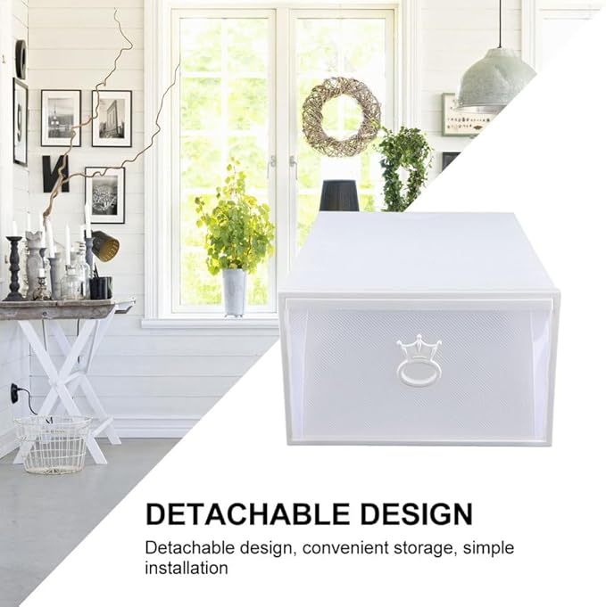 Zerodeko Thickened Transparent Drawer-style Shoe Storage Box Plastic Container for Basketball All Shoe Types Easy to Clean Space-saving Design Frame