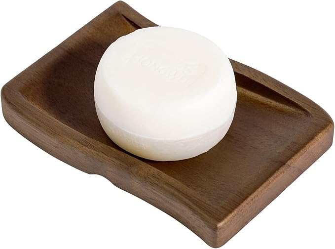 Wood Self-Draining Bar Soap Holder, Soap Dish with Draining, 3 Holes Design Keep Soap Saver Tray/Sponge Holder Dry, Bathroom/Kitchen Soap Case, Brown