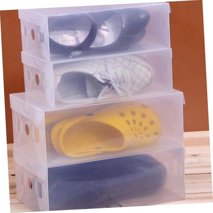 Ciieeo 6pcs Large Shoe Storage Boxes 33x20x12cm Plastic Shoe Containers with Flip-top Lid White Dustproof Organizers for Home Closet Storage
