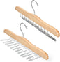 TOPIA HANGER Tie Rack Hanger for Closet 2 Packs, Wooden Tie Organizer for Men with 24 Folding Hooks, Space Saving Necktie Holder for Storage and Display Bra, Tank Top, Camisole (Natural) - CT14N-2