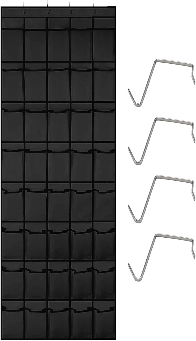 Black 40 Large Pockets Over The Door Shoe Organizer, Mesh Hanging Shoe Rack for Closet, Over Door Organizer Shoe Organizer for Wall