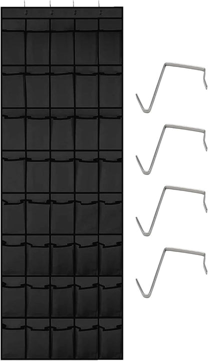 Black 40 Large Pockets Over The Door Shoe Organizer, Mesh Hanging Shoe Rack for Closet, Over Door Organizer Shoe Organizer for Wall