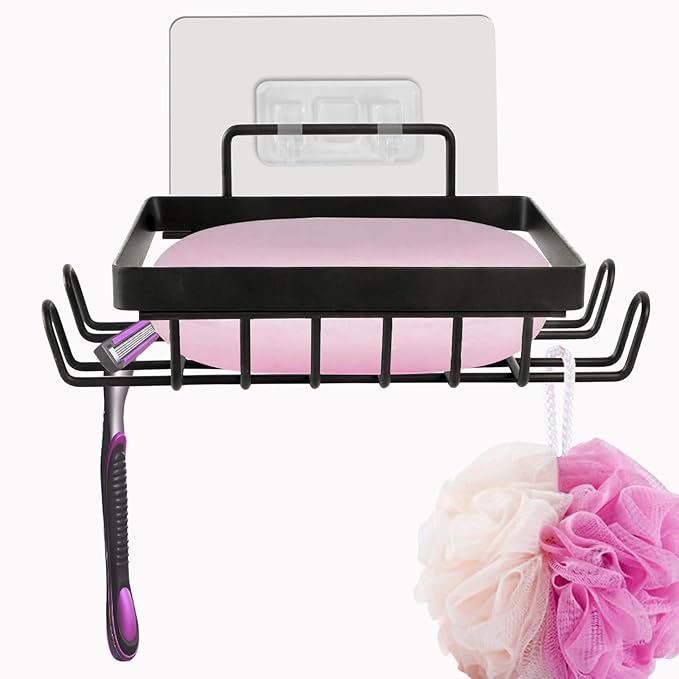 Carrie Joe Soap Holder Self Draining Soap Dish Razor Holder for Shower Wall Not Punched Easy Clean Bar Soap Holder Fit for Bathroom, Kitchen Sink