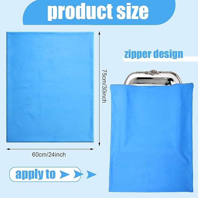 Oudain Silver Storage Bag 24 x 30 Inch Zippered Anti Tarnish Fabric Bag Protector Pouch for Jewelry Silverware Flatware Home Kitchen