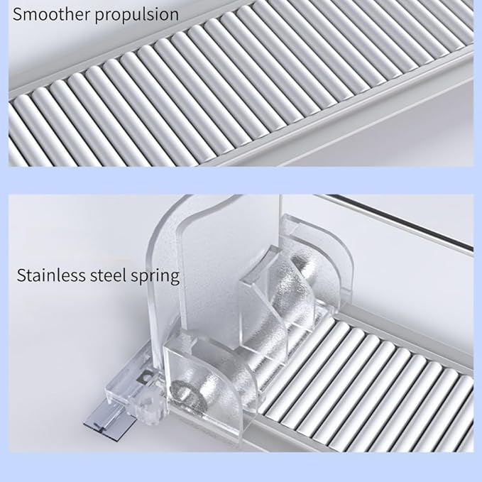 Automatic Fridge Drink Organizer, Soda Can Dispenser for Refrigerator, Spring-Loaded Beverage Holder Rack (1 Row)