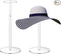 Acrylic Hat Stand and Wig Display Rack, 2pcs 17" Clear Hat Stands, Adjustable Height Hat Holder, Round Barbell Base