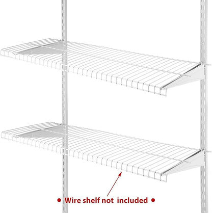 CroBlissful 47.5 Inch Twin Rail Upright Wall Shelving System with 12 Inch Locking Shelf Bracket Adjustable Closet System Heavy Duty Metal Support for Deep Wire Shelving Closet (8 Pcs)