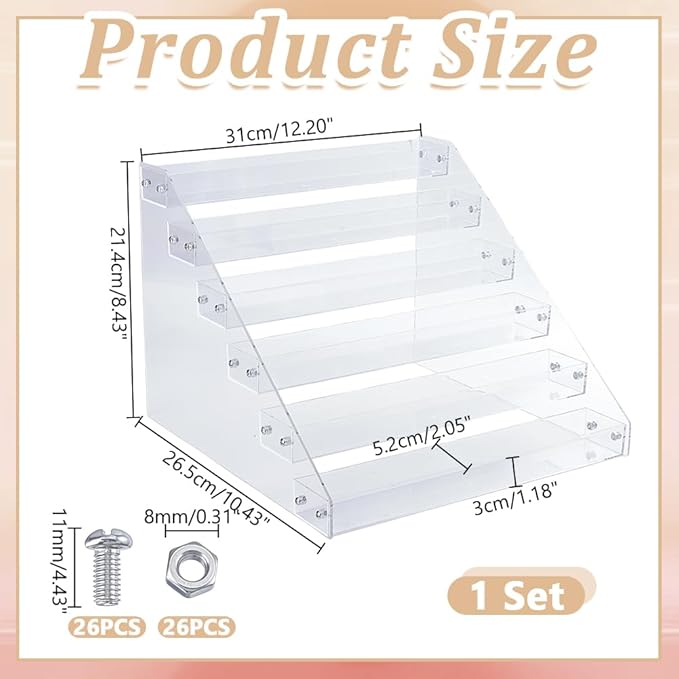 Acrylic CD Holder 6 Layers Storage Organizer CD Cases Nail Polishes Storage Holder Stand Cosmetic Organizer Rack Acrylic Makeup Display Shelf Clear Cosmetic Display Shelf for DVD Case