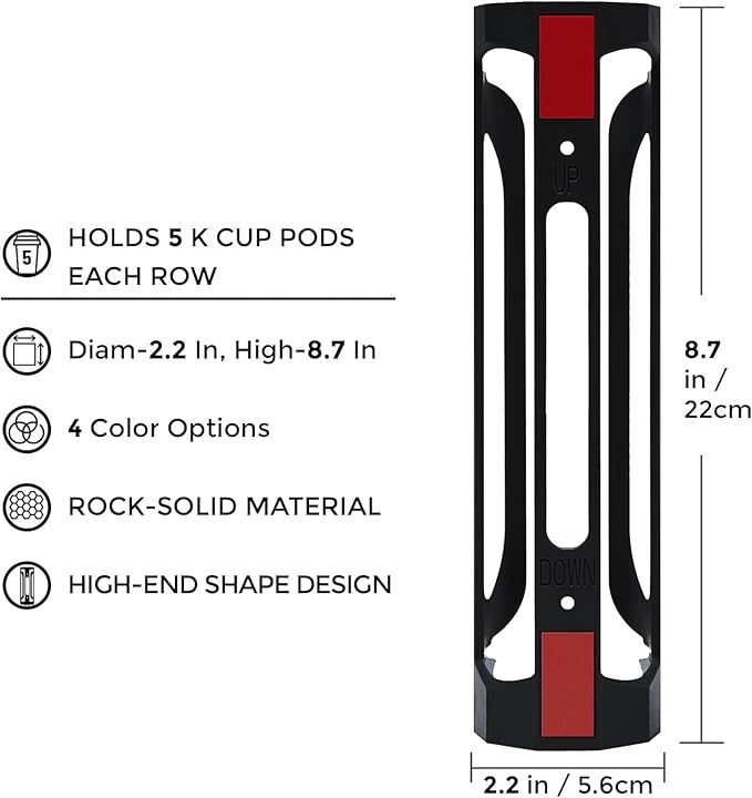 K Cup Holder for Keurig: Coffee Pod Holder for Counter Small Space - Kcup holder for Wall Mount (4, Black)