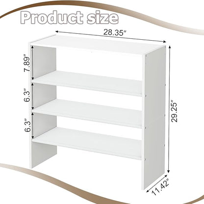 X-cosrack 5 Tier Shoe Rack, Stackable Shoe Organizer for Closet, Large Vertical Shoe Shelf with MDF Wood Side Panels & Metal Top, Waterproof Oxford Fabric Shoe Storage for Entryway, Zapateras