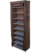 10 Tiers Shoe Rack with Dustproof Cover Shoe Storage Organizer Cabinet Shoe Shelf Tower,Non-Woven Fabric Cover (Coffee)