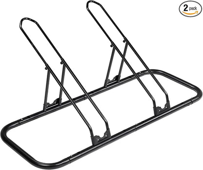 CyclingDeal Bicycle Floor Parking Rack Stand - for Mountain MTB Road Bike - Indoor Home Garage Storage - Adjustable 2 Bikes