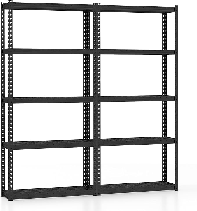 Goplus 5-Tier Metal Shelving Unit, 2 Pack Heavy Duty Wire Storage Rack with Anti-Slip Foot Pads, Height Adjustable Shelves for Warehouse, Kitchen, Living Room, Garage, 12" D x 35.5" W x 72" H