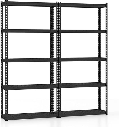 Goplus 5-Tier Metal Shelving Unit, 2 Pack Heavy Duty Wire Storage Rack with Anti-Slip Foot Pads, Height Adjustable Shelves for Warehouse, Kitchen, Living Room, Garage, 12" D x 35.5" W x 72" H