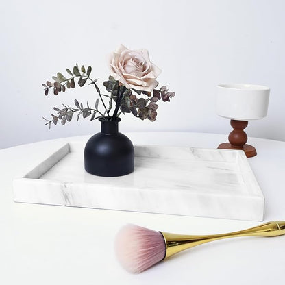 Yew & Tulip Natural Marble Vanity Tray, Nature White Marble with Spots Serving Tray for Bathroom, Kitchen, Vanity, Home Decor, Wedding etc. (12" x 8" x 1.2")