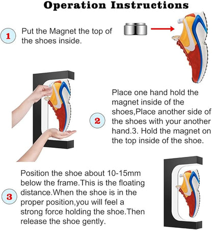 UVEHAS Floating Shoe Display Magnetic Levitation Sneaker Stand with LED Light Rotating Levitating Holder Rack for Shoes Collectors Advertising Exhibition Store Show Home Decoration, Black