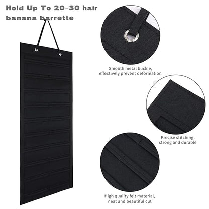 Large Hair Clip Organizer for Teen Girls - Claw Clip Storage for Wall, Door, Closet (Black-A)