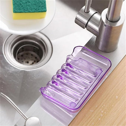 Purple Rectangular Soap Dish, 5.1 x 3.7 Inches, Plastic, Suction Cup, Space-Saving, Drainable, Bathroom & Shower Soap Holder
