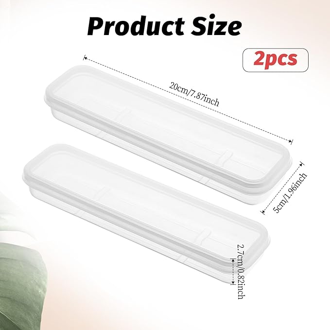 Tucnoeu 2pcs Clear Portable Flatware Box, Utensil Holder for Lunch Box, Simple Tableware Storage Box Spoon Case Fork Holder Chopstick Case