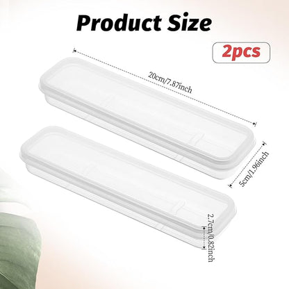 Tucnoeu 2pcs Clear Portable Flatware Box, Utensil Holder for Lunch Box, Simple Tableware Storage Box Spoon Case Fork Holder Chopstick Case