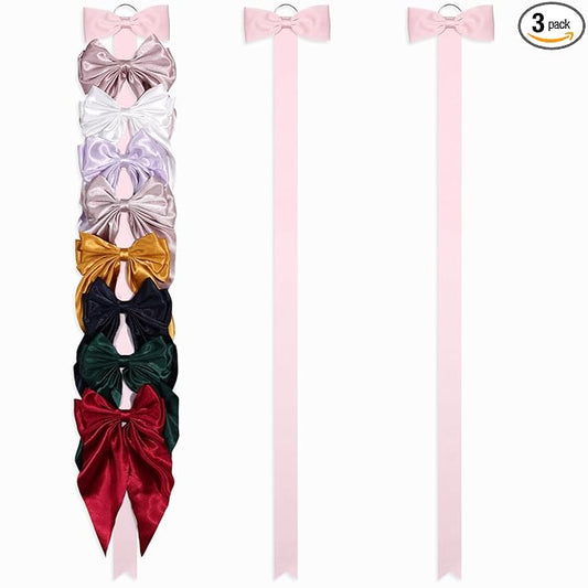 3 PCS Bow Holder for Girls Hair Bows, Ribbon Hair Clip Oraganizer Hair Barrettes Storage for Women,Wall Hanging Alligator Clip Hair Accessories Organizer Bedroom College Dorm Decor (Pink-3pcs)