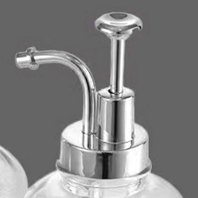 Asixxsix Coffee Syrup Dispenser, 500ml Clear Thickened Glass Soap Dispenser Bottle with PP Press Pump, High and Low Temperature Proof, Syrup Containers for Maple Honey (Silver Pump Head)