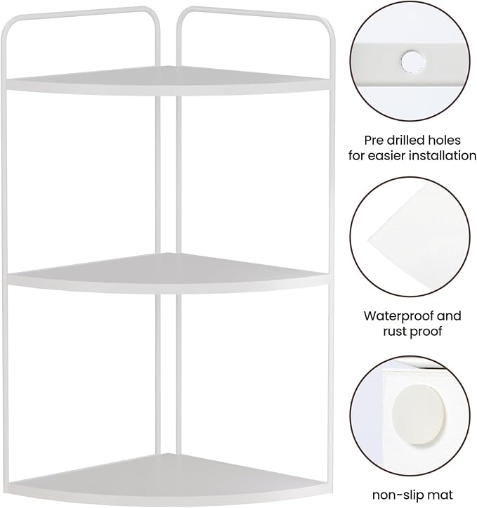 Forest Angle Bathroom Counter Organizer,Countertop Organizer,Vanity Organizers,Bathroom Storage,Bathroom Sink Caddy,Counter Shelf,Corner Counter,Corner Shelves(White)