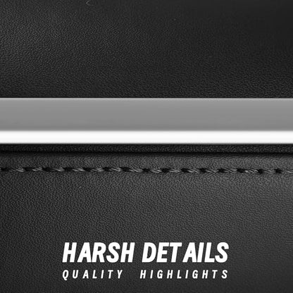 Leather Tie Case Box Organizer for Men's Necktie and Bow Tie Storage Travel Gift Box (long button, Black, 4.3" x 3.3" x 3.3")