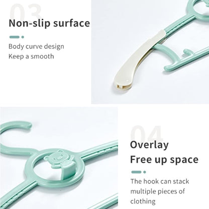 HGYZE Baby Nursery Closet Hangers, Ultra-Thin Non-Slip and Extendable Laundry Infant Pant Hanger for Newborn Clothes -20pcs Green Gifts- Adjustable Children Coat Hanger for Girl Boy Toddler Kids Child